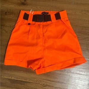 Orange Women's Shorts with Belt